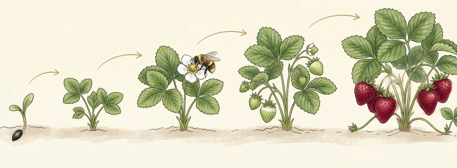 Strawberry life cycle: seed to ripe harvest